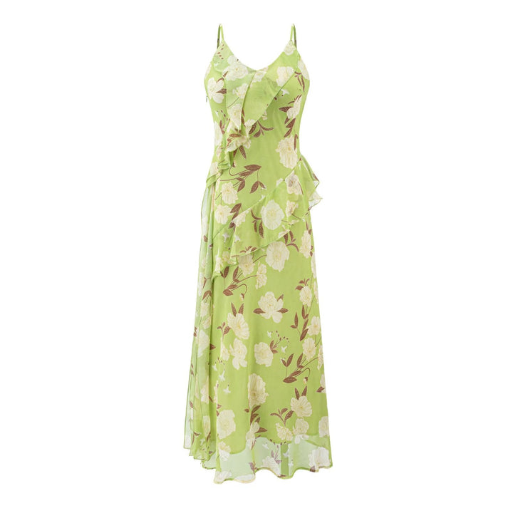 Women's Summer French styled dress with Gentle V neck, Floral print,  Seaside Vacation Dress