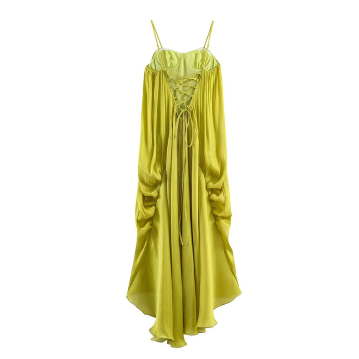 Summer Sexy Elegant Pleated Backless Strap Maxi Dress Party Dress