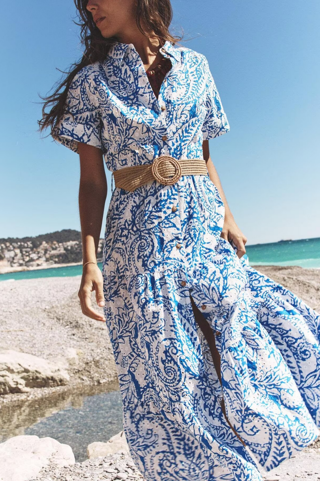 Women's Summer Embroidered Dress with Belt
