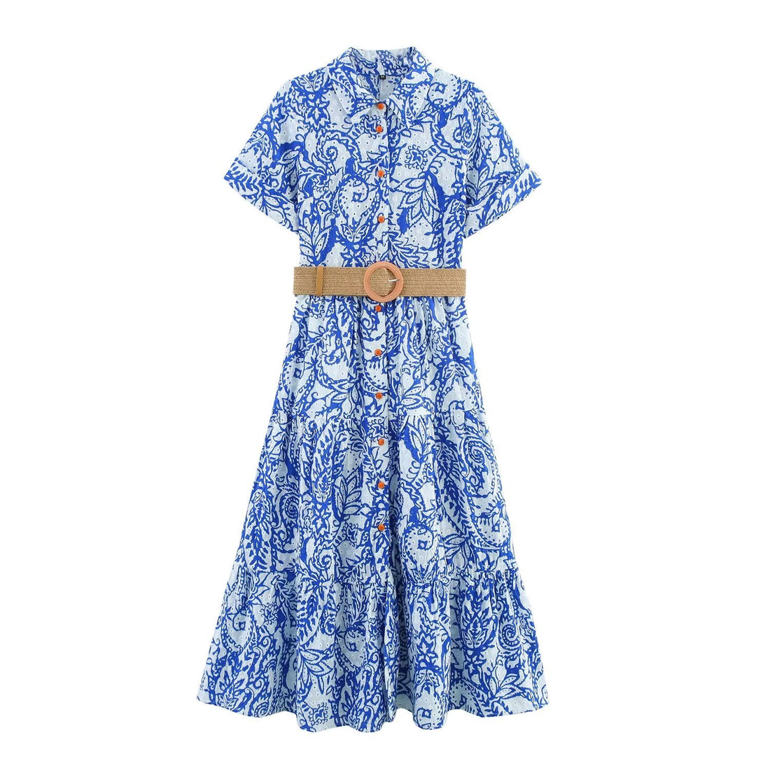 Women's Summer Embroidered Dress with Belt