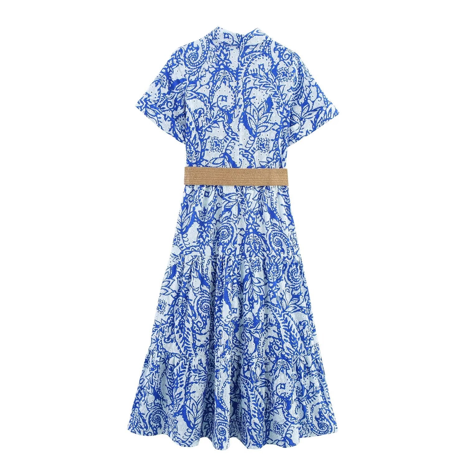 Women's Summer Embroidered Dress with Belt