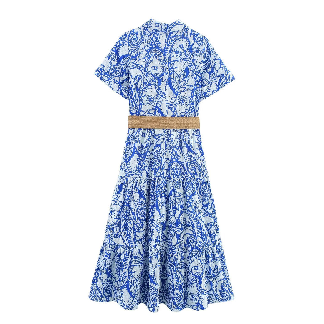 Women's Summer Embroidered Dress with Belt