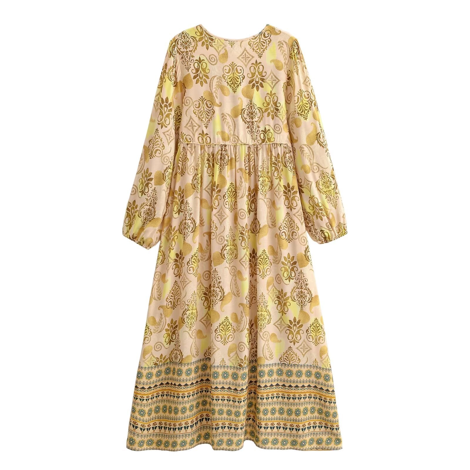 Women's Loose Bohemian Flared Dress with Embroidered Tassel