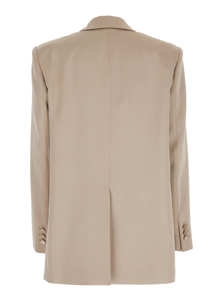 The Andamane Women 'Guia' Beige Single-Breasted Jacket With Notched Revers And Shoulder Pads In Wool Blend Stretch Woman