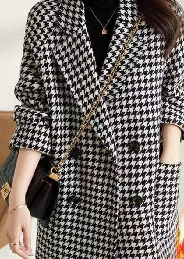 Blazar with Collar in Houndstooth pattern-  Woman's Woolen Blazer
