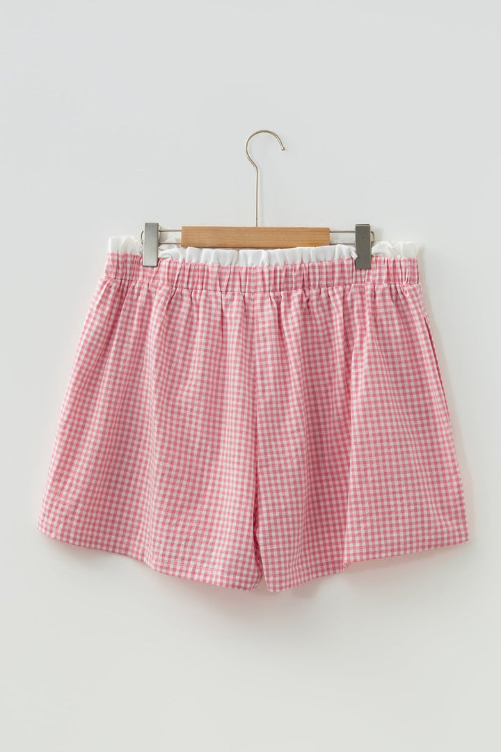 Daphne Trim Plaid Print PLUS Shorts