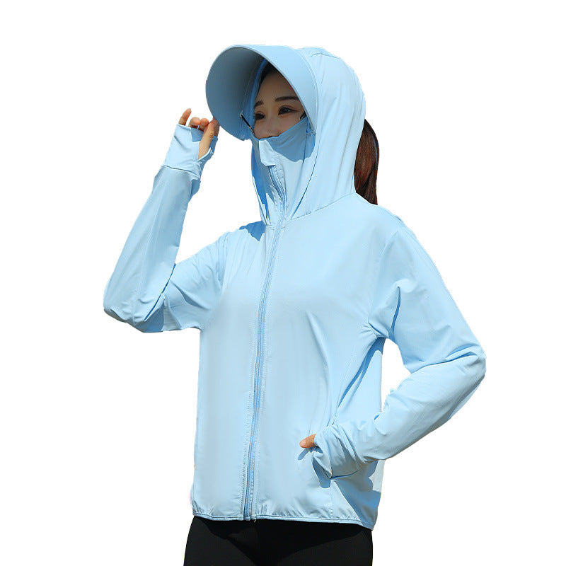 Womens Ice-Silk Wide-Brimmed Loose Sun-Protection Coat