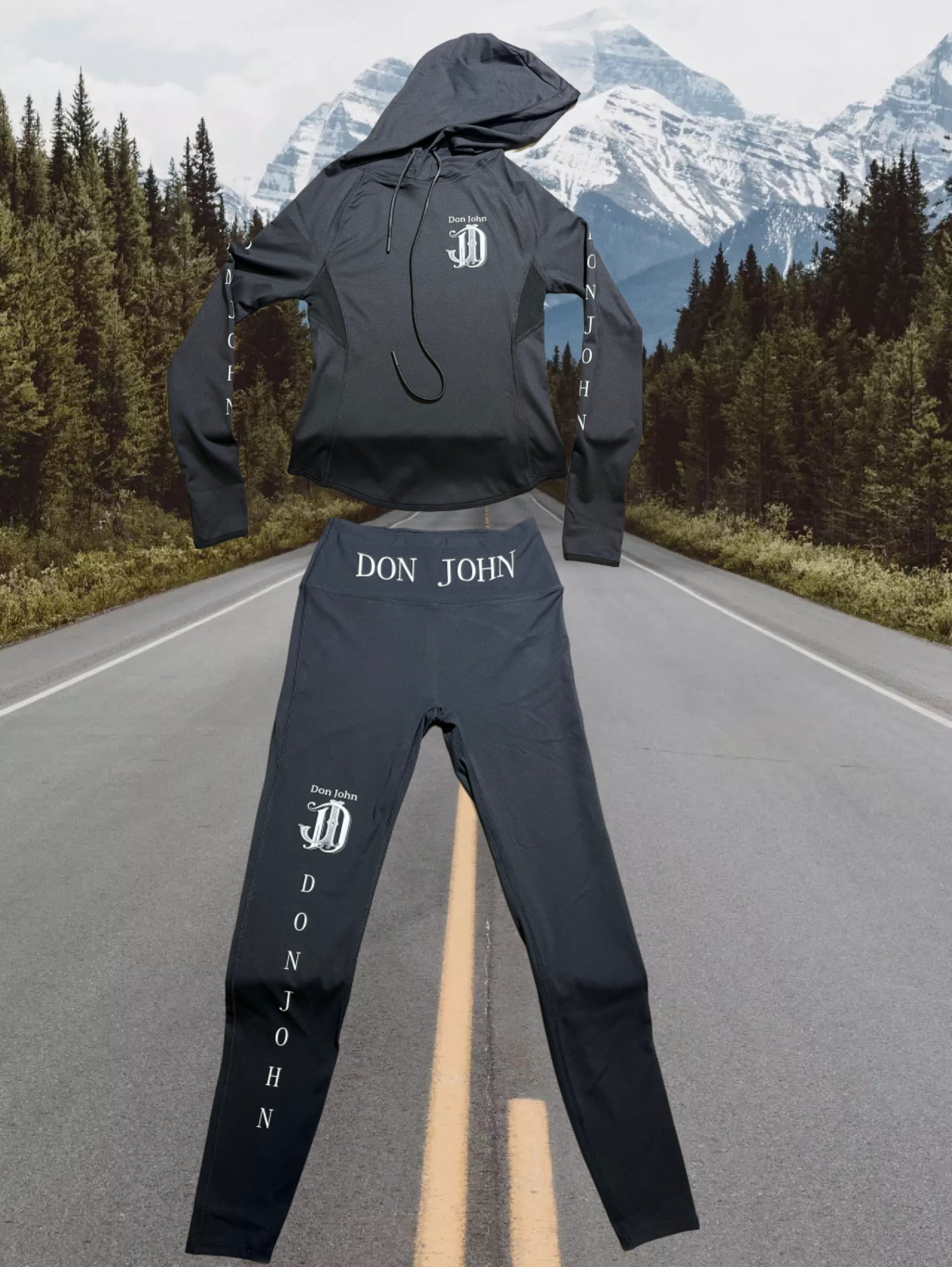 DON JOHN -Women's Yoga Outfit Sets with Hooded Top