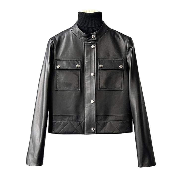 Black Sheepskin Leather Jacket Women's
