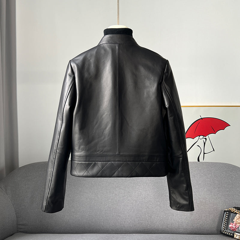 Black Sheepskin Leather Jacket Women's