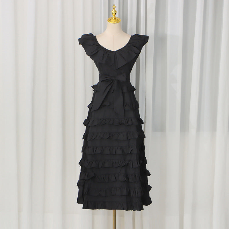 Summer Elegant  V Neck, Waist Controlled, Slimming Tiered Woman's Dress