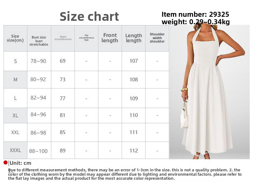 Summer Women's Dress, fashion temperament with wide neck halter straps