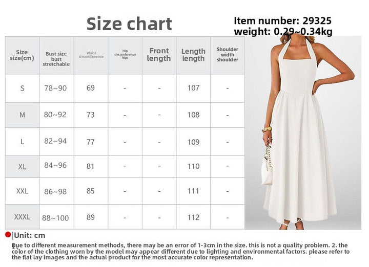 Summer Women's Dress, fashion temperament with wide neck halter straps