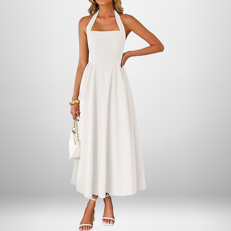 Summer Women's Dress, fashion temperament with wide neck halter straps