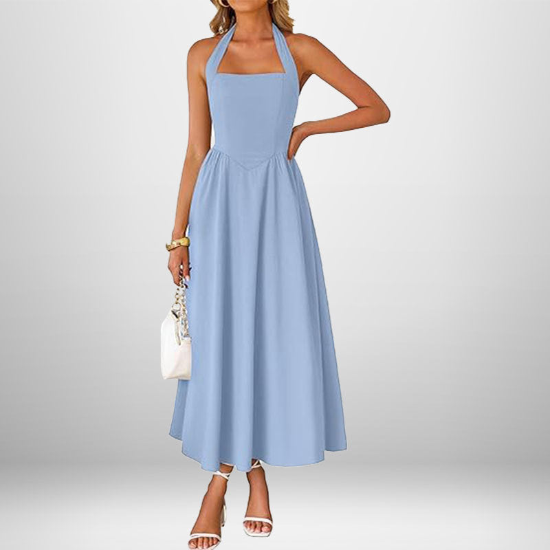 Summer Women's Dress, fashion temperament with wide neck halter straps