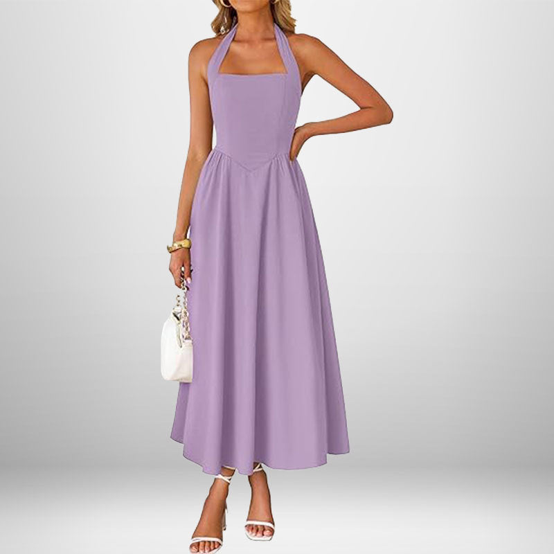 Summer Women's Dress, fashion temperament with wide neck halter straps