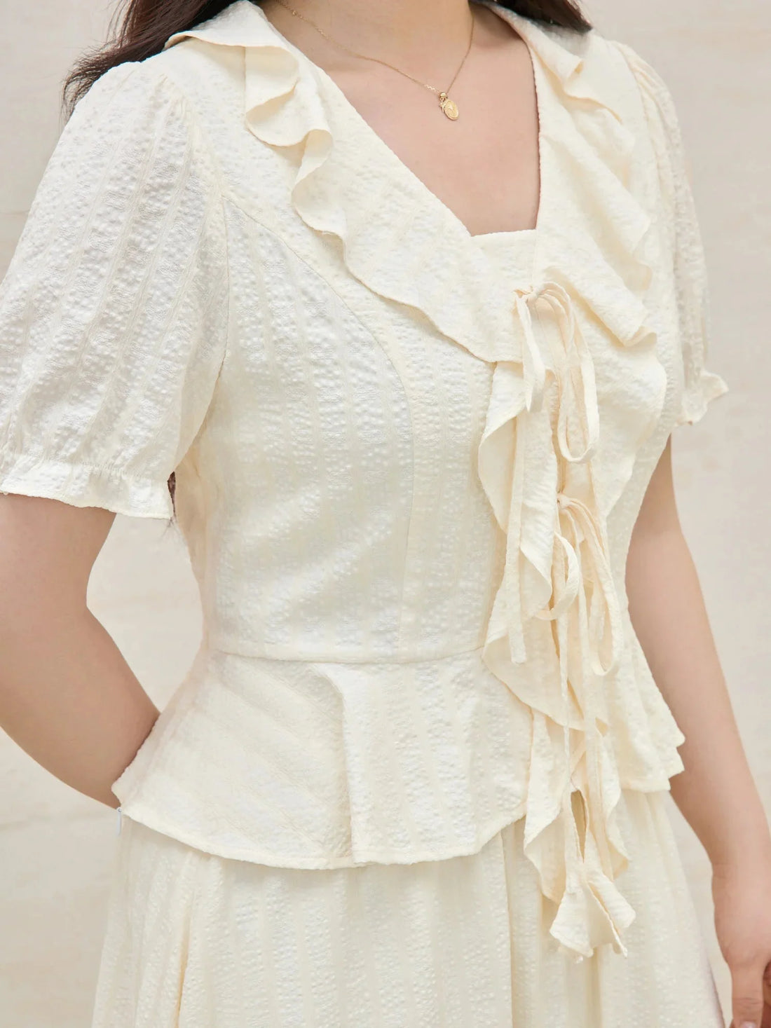 Women’s Plus Size Ruffled Blouse & Skirt Set