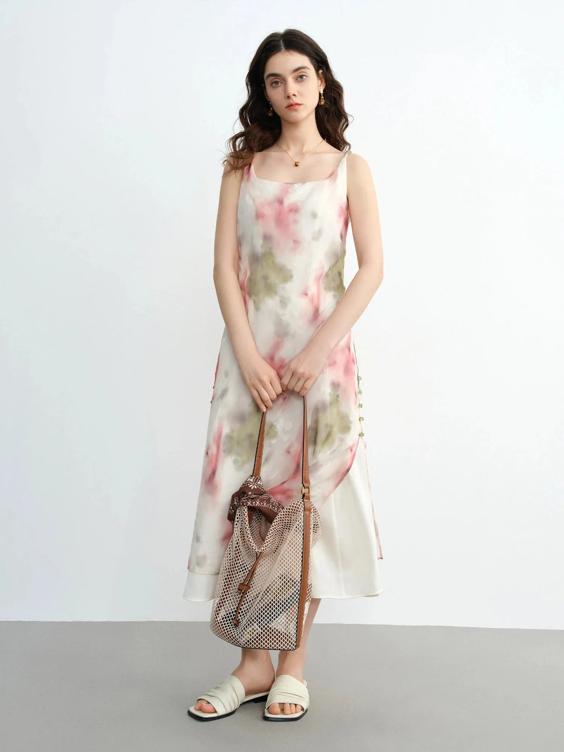 Plus Size Flocked Blush Strap Dress Romantic Summer Date