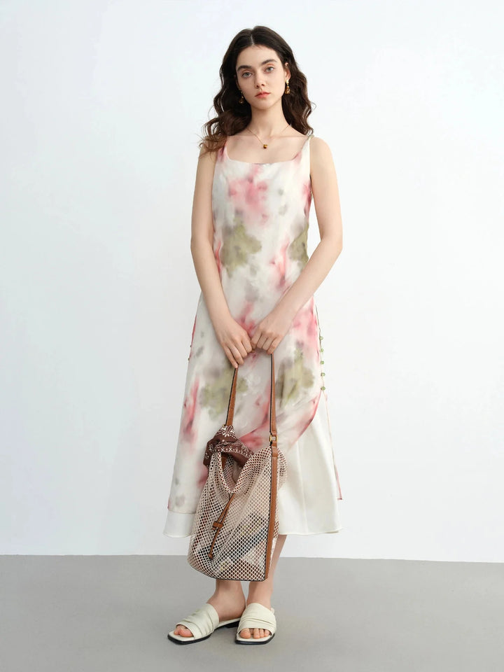 Plus Size Flocked Blush Strap Dress Romantic Summer Date