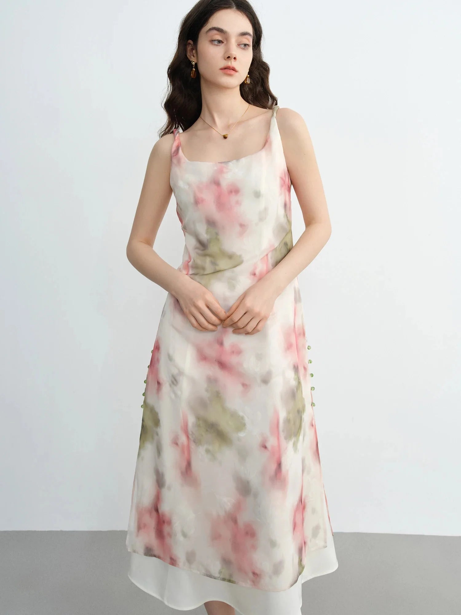Plus Size Flocked Blush Strap Dress Romantic Summer Date