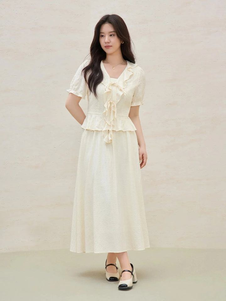 Women’s Plus Size Ruffled Blouse & Skirt Set