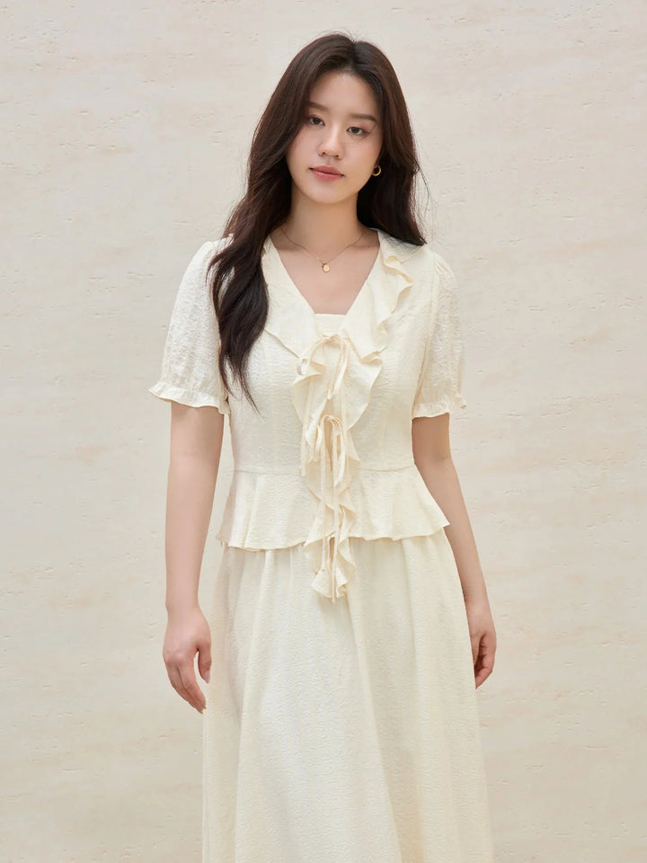 Women’s Plus Size Ruffled Blouse & Skirt Set