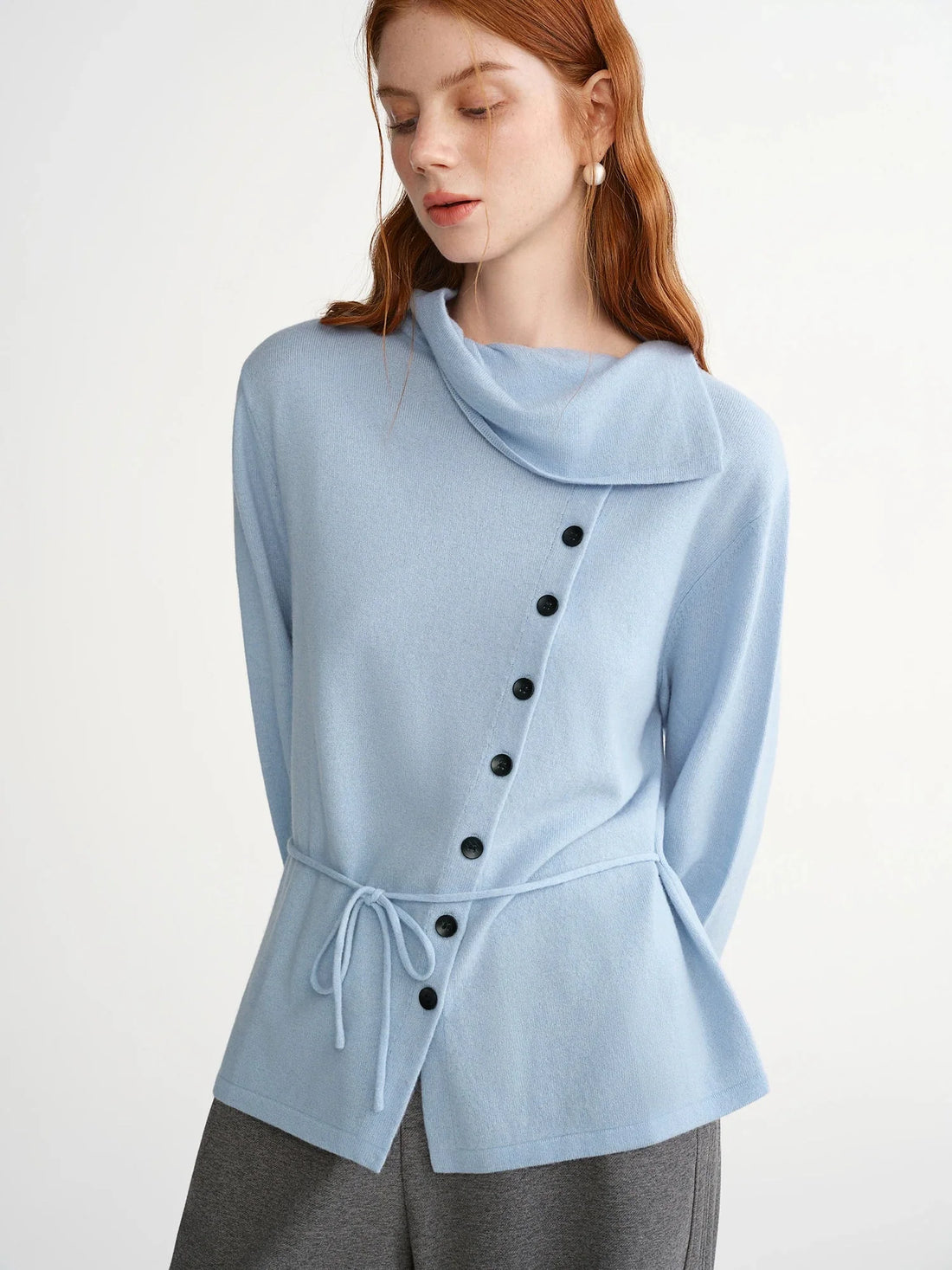 Plus Size Irregular Collar Knit Sweater Winter Women's Top
