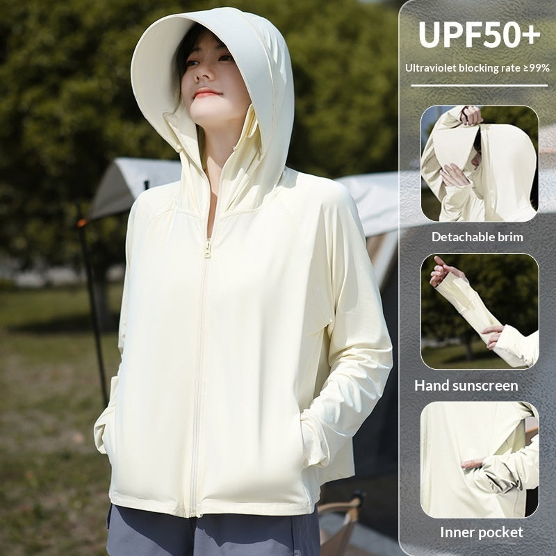 Womens Ice-Silk Wide-Brimmed Loose Sun-Protection Coat
