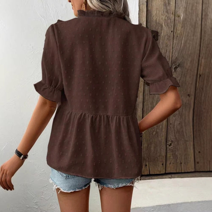 Womens French-style Short-sleeve V-neck Top