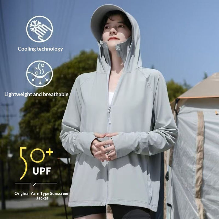 Womens Ice-Silk Wide-Brimmed Loose Sun-Protection Coat
